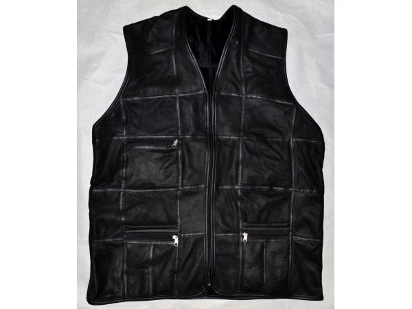 Чоловічий шкіряний жилет, безрукавка чоловіча XL