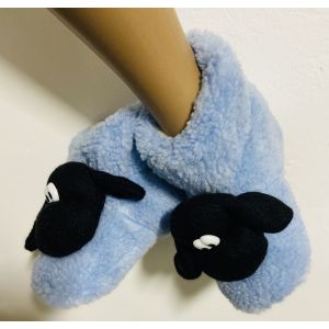 Чуні дитячі з овечої шерсті блакитні, баранчик 32