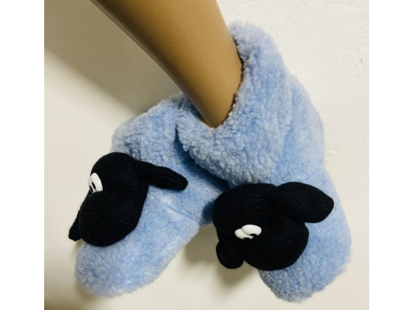 Чуні дитячі з овечої шерсті блакитні, баранчик 32