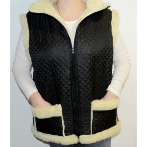Жилет з овечої шерсті болонь, безрукавка овеча шерсть, чорного кольору 58