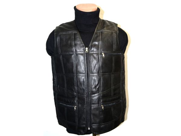 Чоловічий шкіряний жилет, безрукавка чоловіча