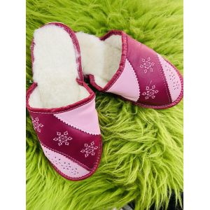 Домашні капці жіночі із шкіри та овечої шерсті 37