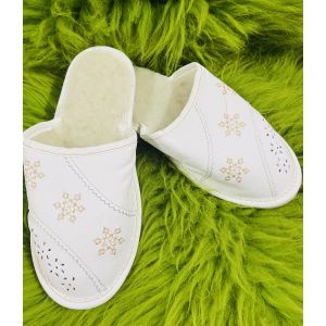 Домашні капці жіночі із шкіри та овечої шерсті, (тапочки домашні) 37