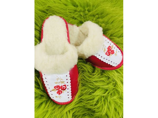 Домашні капці жіночі із шкіри та овечої шерсті 36 37 розмір 37