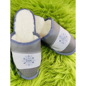 Домашні жіночі шкіряні капці з овечої шерсті 37