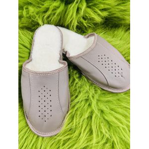 Домашні чоловічі капці із шкіри та овечої шерсті