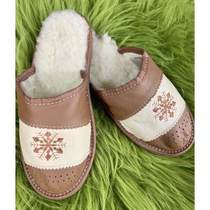 Домашні шкіряні жіночі капці з овечої шерсті, тапочки жіночі домашні 37