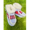 Чуні з овечої шерсті, орнамент сірі, гумова підошва
