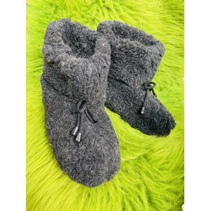 Чуні з овечої шерсті сірі на резиновій підошві 44-45