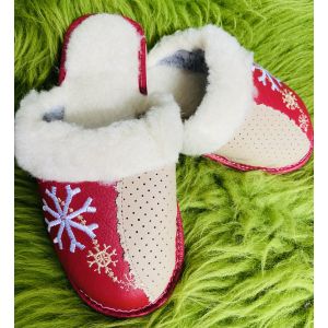 Домашні жіночі капці з овечої шерсті і шкіри 37