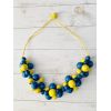 Намисто з дерева в національному стилі, синьо-жовте намисто