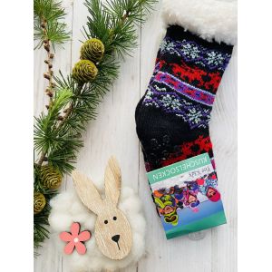 Шкарпетки дитячі овеча шерсть від 0 до 36 місяців чорний-червоний