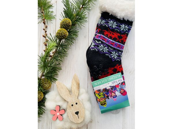 Шкарпетки дитячі овеча шерсть від 0 до 36 місяців чорний-червоний