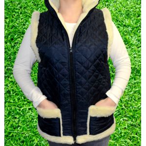 Жилет з овечої шерсті болонь, безрукавка овеча шерсть, синього кольору 56