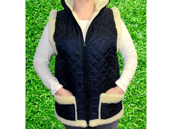 Жилет з овечої шерсті болонь, безрукавка овеча шерсть, синього кольору 58