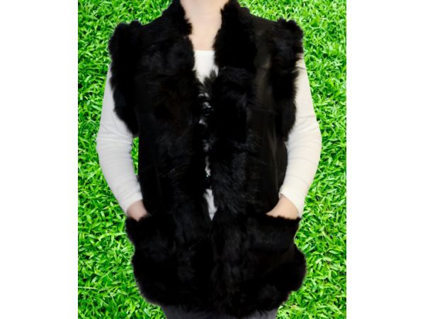 Шкіряний жіночий жилет XL