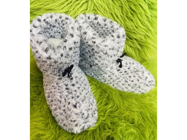 Чуні з овечої шерсті, сірі 42-43