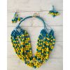 Набір прикрас блакино-жовті, намисто та сережки в національному стилі