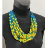 Набір прикрас блакино-жовті, намисто та сережки в національному стилі