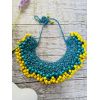 Намисто з дерева ручна робота блакитно-жовте