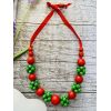 Намисто з дерева, червоно-зелене, ручна робота