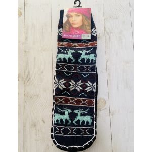 Шкарпетки жіночі з підошвою блакитно-чорні 39-41