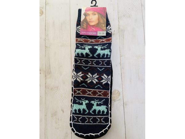 Шкарпетки жіночі з підошвою блакитно-чорні 39-41