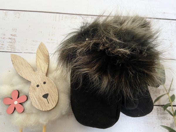 Рукавички дитячі з овечої шерсті , рукавички теплі дитячі, рукавички з овчини чорні