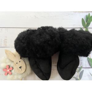 Рукавички дитячі з овечої шерсті , рукавички теплі дитячі, рукавички з овчини чорні