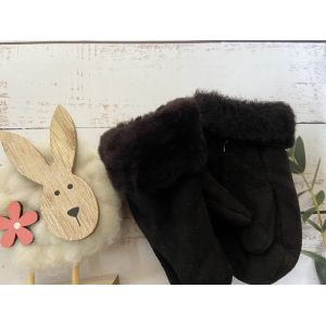 Рукавички дитячі з овечої шерсті , рукавички теплі дитячі, рукавички з овчини чорні