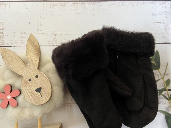Рукавички дитячі з овечої шерсті , рукавички теплі дитячі, рукавички з овчини чорні