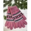 Рукавиці з овечої шерсті "Орнамент", Рожевий