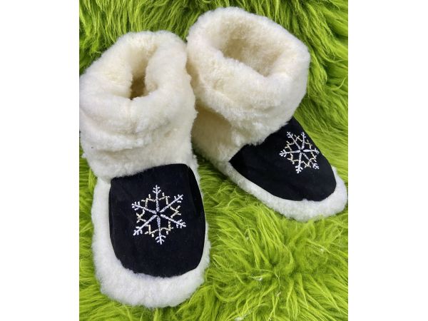 Чуні з овечої шерсті, чуні з овчини, теплі чуні чорний 36-37 розмір