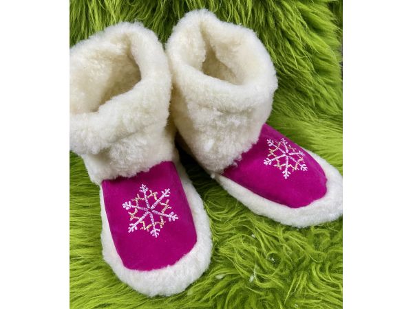 Чуні з овечої шерсті, чуні з овчини, теплі чуні рожеві, 40-41