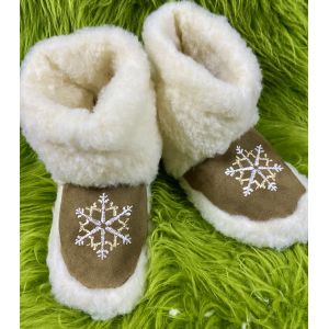 Чуні з овечої шерсті, чуні з овчини, теплі чуні коричневі 38-39