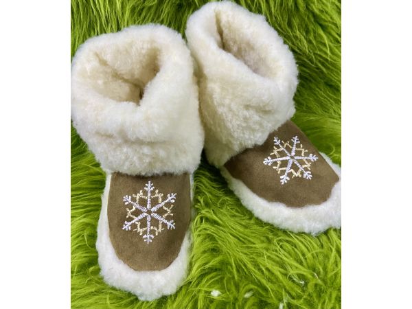 Чуні з овечої шерсті, чуні з овчини, теплі чуні коричневі