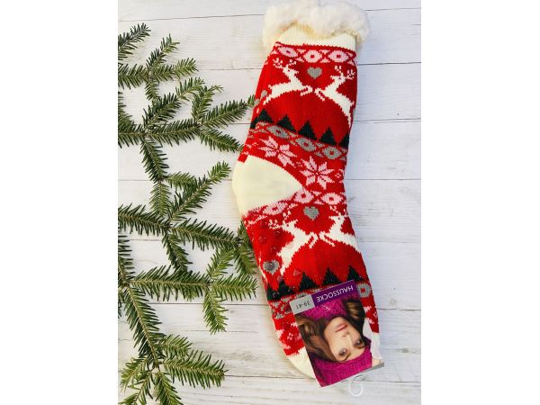 Шкарпетки жіночі з хутра олені  червоний 35-38, 39-41