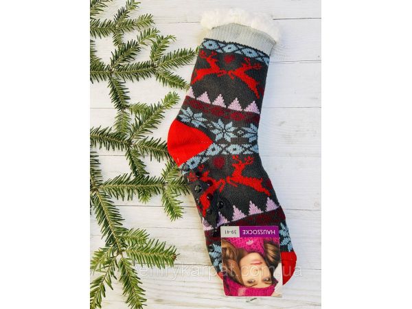 Шкарпетки жіночі з хутра олені  сірий 35-38 39-41