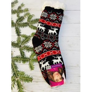 Шкарпетки жіночі з хутра, шкарпетки з овечої шерсті , новорічні носки, носки олені 35-38, 39-41 чорні 39-42