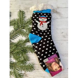Шкарпетки жіночі з хутра,носки теплі, носки з овечої шерсті новорічні 35-38, 39-41 сніговик 39-41