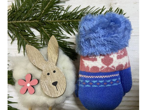 Рукавички дитячі від 0 до 12 місяців 13 см блакитні