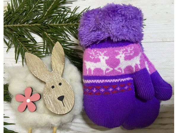 Рукавички дитячі від 0 до 12 місяців 13 см фіолетові