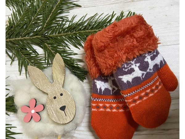 Рукавички дитячі від 0 до 12 місяців 13 см червоні