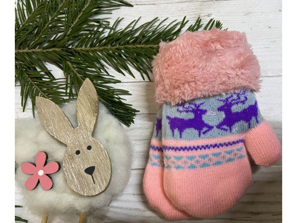 Рукавички дитячі від 0 до 12 місяців 13 см рожеві