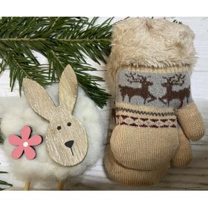 Рукавички дитячі від 0 до 12 місяців 13 см бежеві