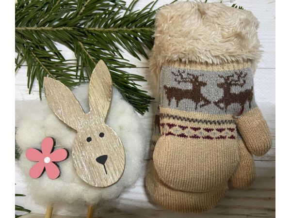 Рукавички дитячі від 0 до 12 місяців 13 см бежеві