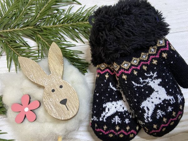 Рукавички дитячі від 1 до 2 років 14 см чорний