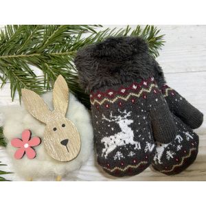 Рукавички дитячі від 1 до 2 років 14 см сіро-білий