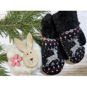 Рукавички дитячі від 1 до 2 років 14 см чорно-сірий