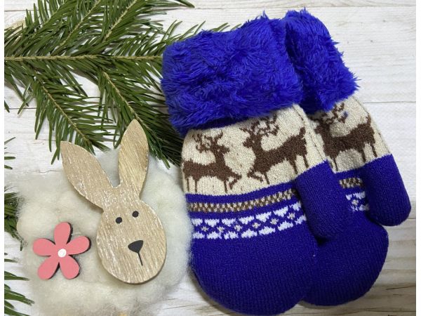 Рукавички дитячі від 2 до 4 років 16 см синій